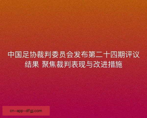 中国足协裁判委员会发布第二十四期评议结果 聚焦裁判表现与改进措施