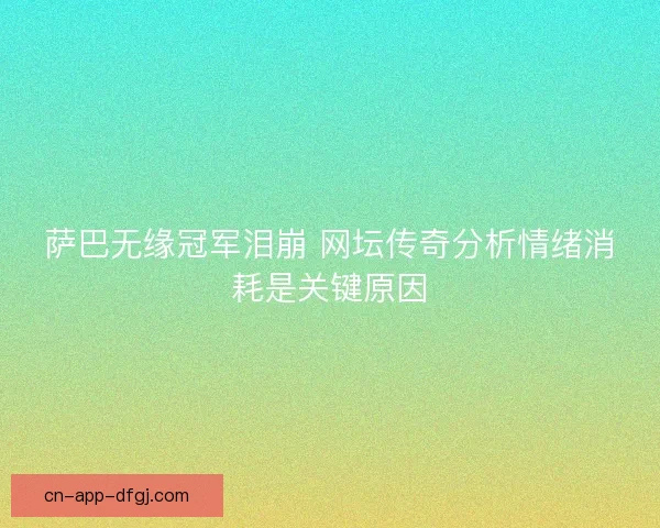 萨巴无缘冠军泪崩 网坛传奇分析情绪消耗是关键原因